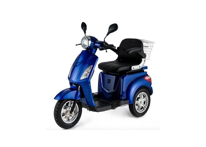 Patinete eléctrico ZT15 VELECO para personas mayores y personas con discapacidad, 900 W, azul, neumáticos macizos antipinchazos.