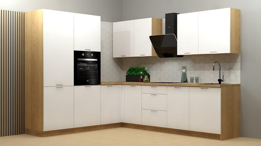 Komplet kuchenny narożny Sile 230x275 cm biały super mat