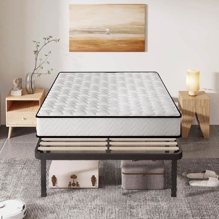 Frixovel 140x200cm Bed Set with Mattress and Base - Mattress 140x200x16cm - Bed Base 140x200cm