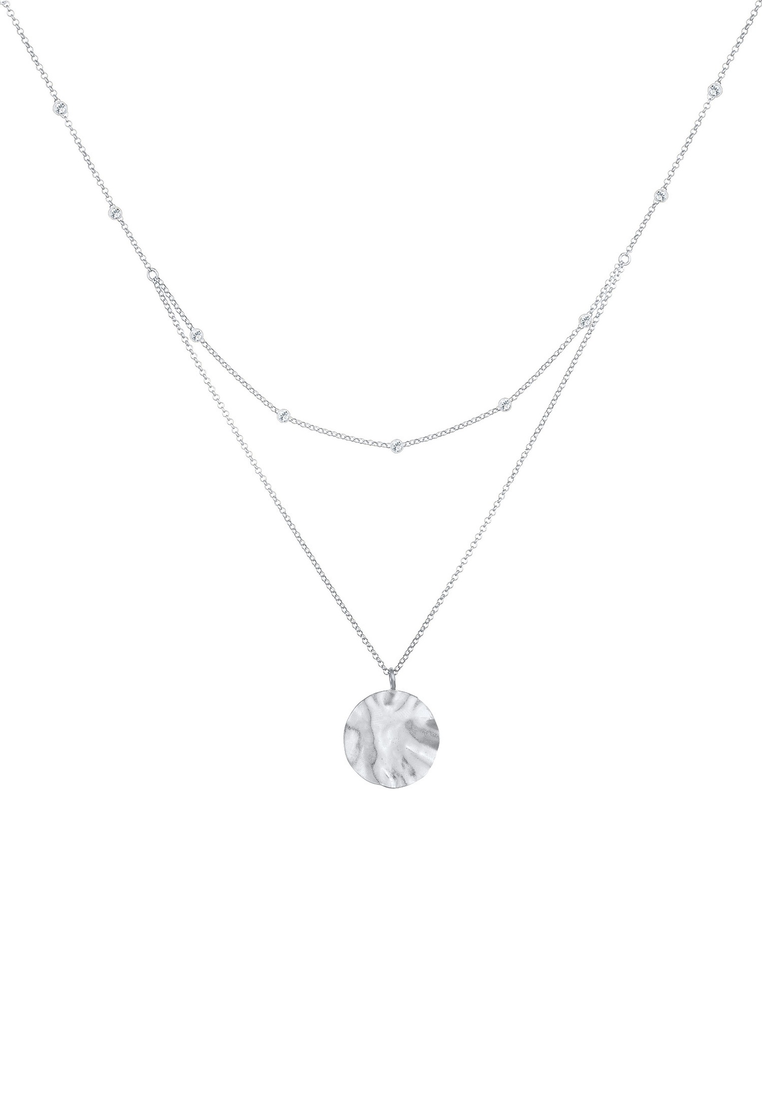 Elli Pendentif de Plaquette à Couche avec Cristaux Collier Femme - (925/1000) Argent