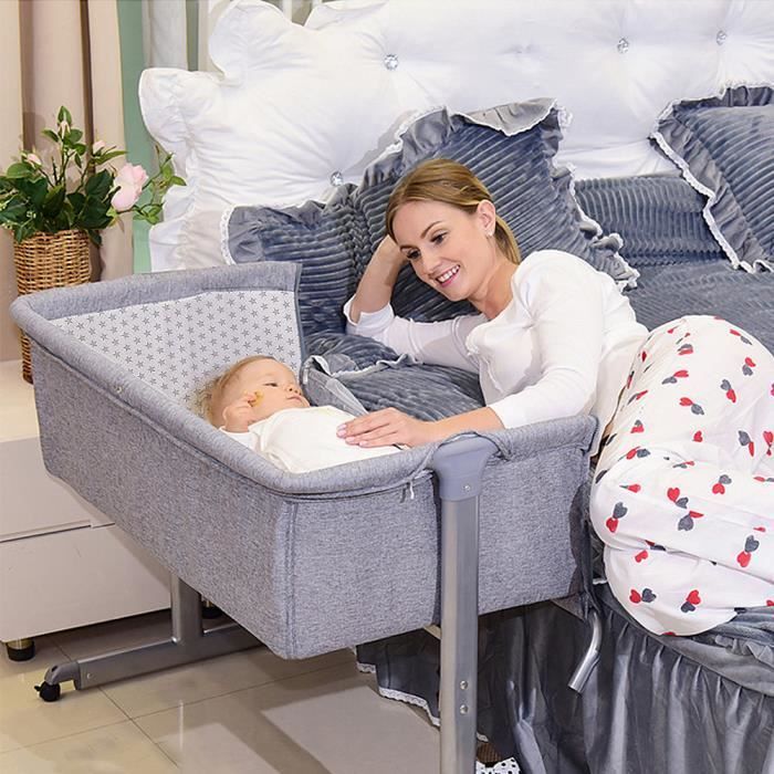 Lettino da co-sleeping - Lettino da viaggio 2 in 1 - Materasso ultra confortevole (grigio) 96*57*77 cm