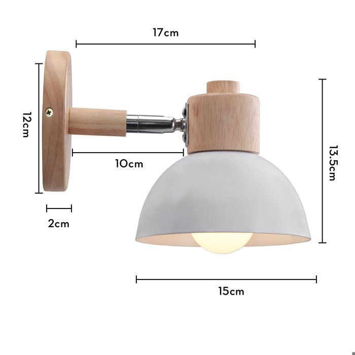 Applique murale - AXHUP - E27 Edison - Industriel Loft - Métal et bois - Blanc - Culot E27