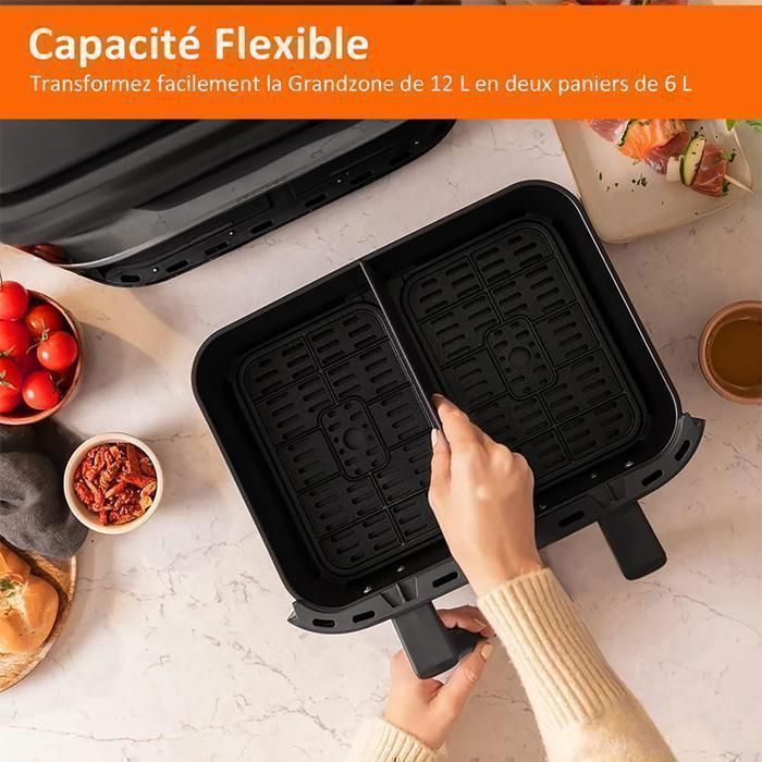 12L Air Fryer - Flexibel korg - LED-display - 360° oljefri matlagning - 10 program - Transparent fönster - Air Fryer