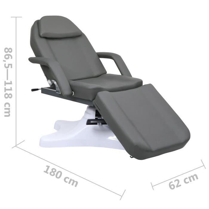 Camilla de masaje - vidaXL - 180x62x(86,5-118) cm - Gris - PVC - Rotación de 360 grados - Respaldo ajustable