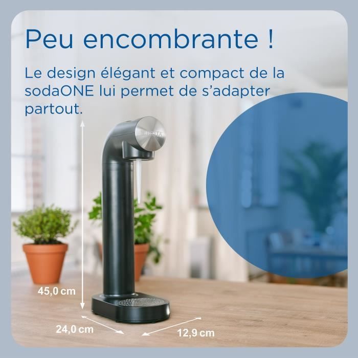 Machine à soda BRITA - SodaONE Blanche - 1 Bouteille 1L et 1 Cylindre de CO2 inclus