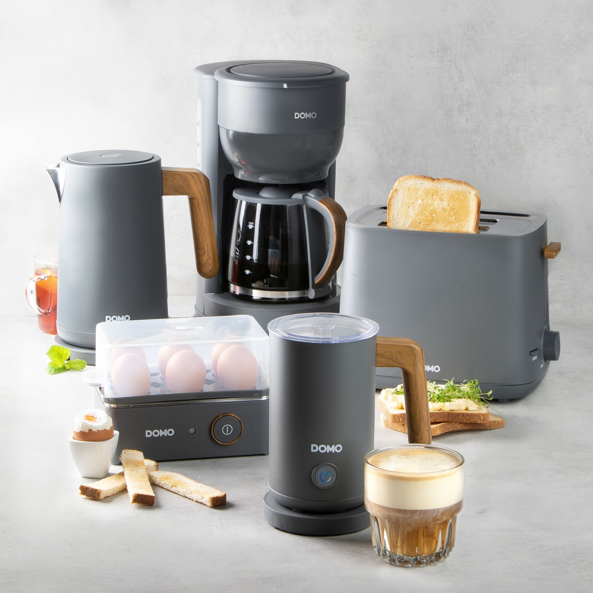 Cafetière filtre - DOMO - DO754K - 1,25 L - 10 tasses - Gris / Bois