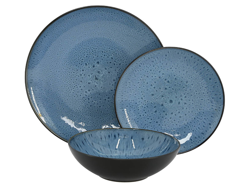 Komplet obiadowy 18 el. ceramiczny Yugen niebieski