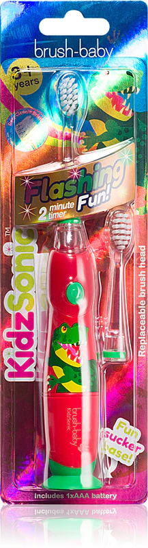 Escova de dentes elétrica Brush Baby KidzSonic Dinosaur + cabeça de reserva