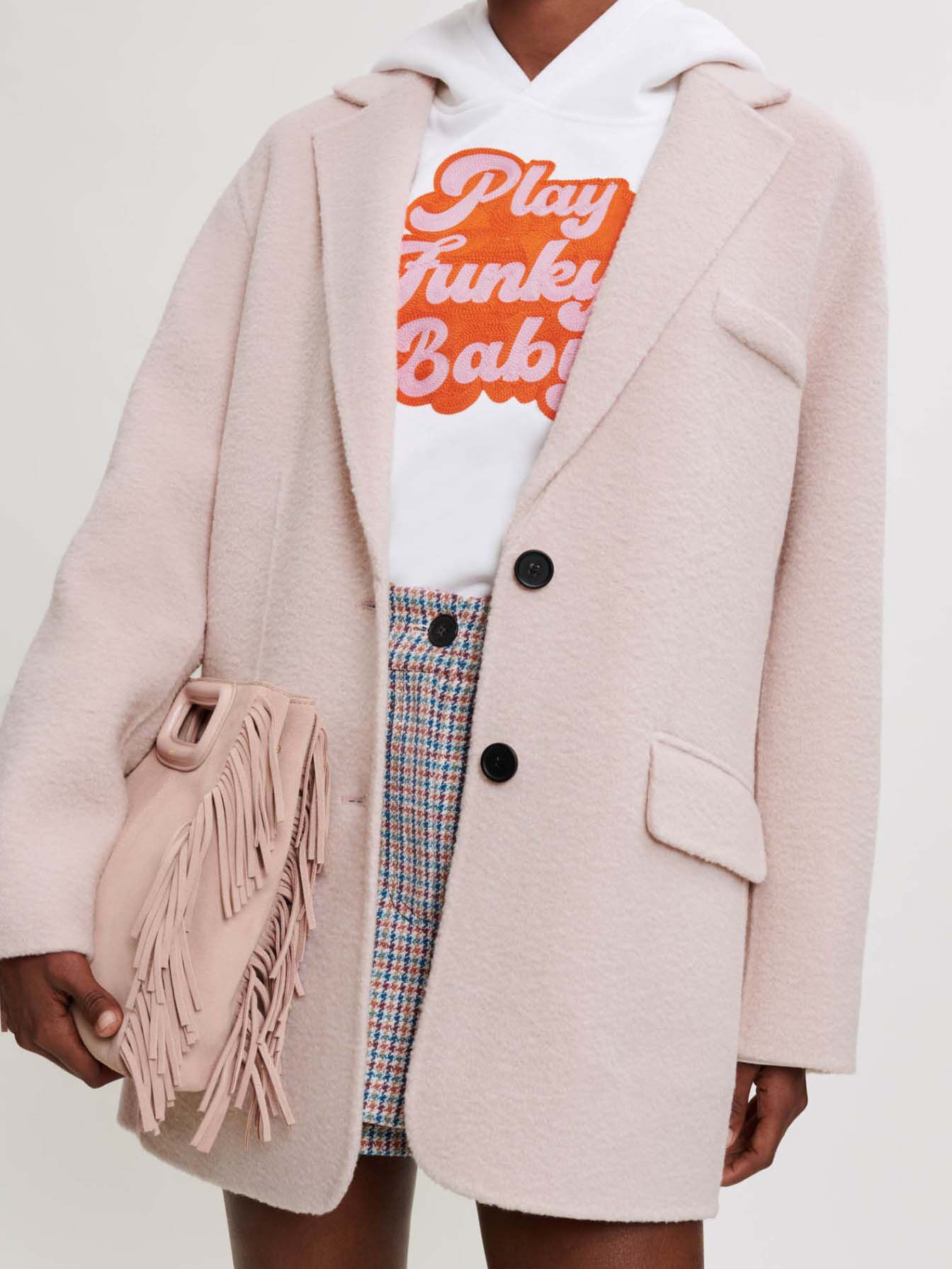 Oversized omkeerbare jas - Lichtroze