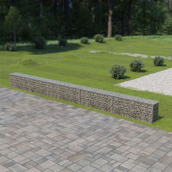 Muro de gaviones vidaXL con tapas de acero galvanizado 600x30x50 cm Terraza de jardín 143583