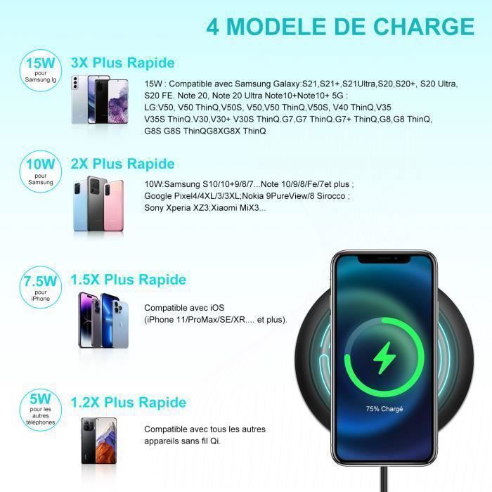 Draadloze oplader - Universeel - 15W - Compatibel met iPhone, Huawei, Samsung - Oververhittingsbeveiliging - Qi