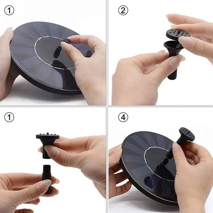 Fuente solar, fuente solar para exteriores, bomba de agua solar de 1,4 W con 4 boquillas, bomba solar para estanques, fuente solar para exteriores