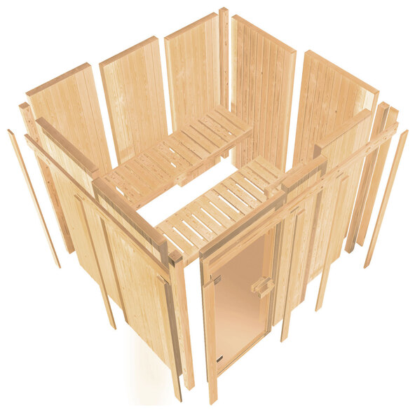 Sauna Ida 3 med varmeovn, 3,6 kW, naturlig finish