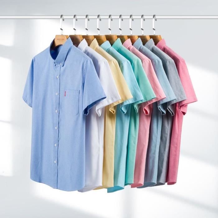 Camicia Oxford da uomo a maniche corte in cotone - INSFITY - Grigio