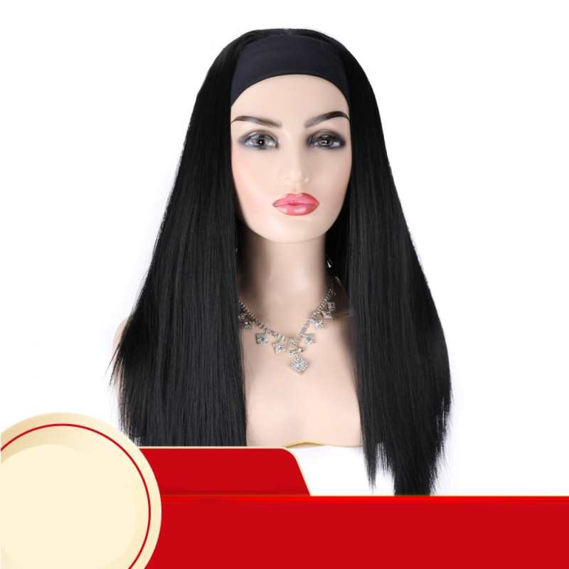 woman synthetic headband wig long straight headband wigs for black women african hairband for wrapping turban women hair