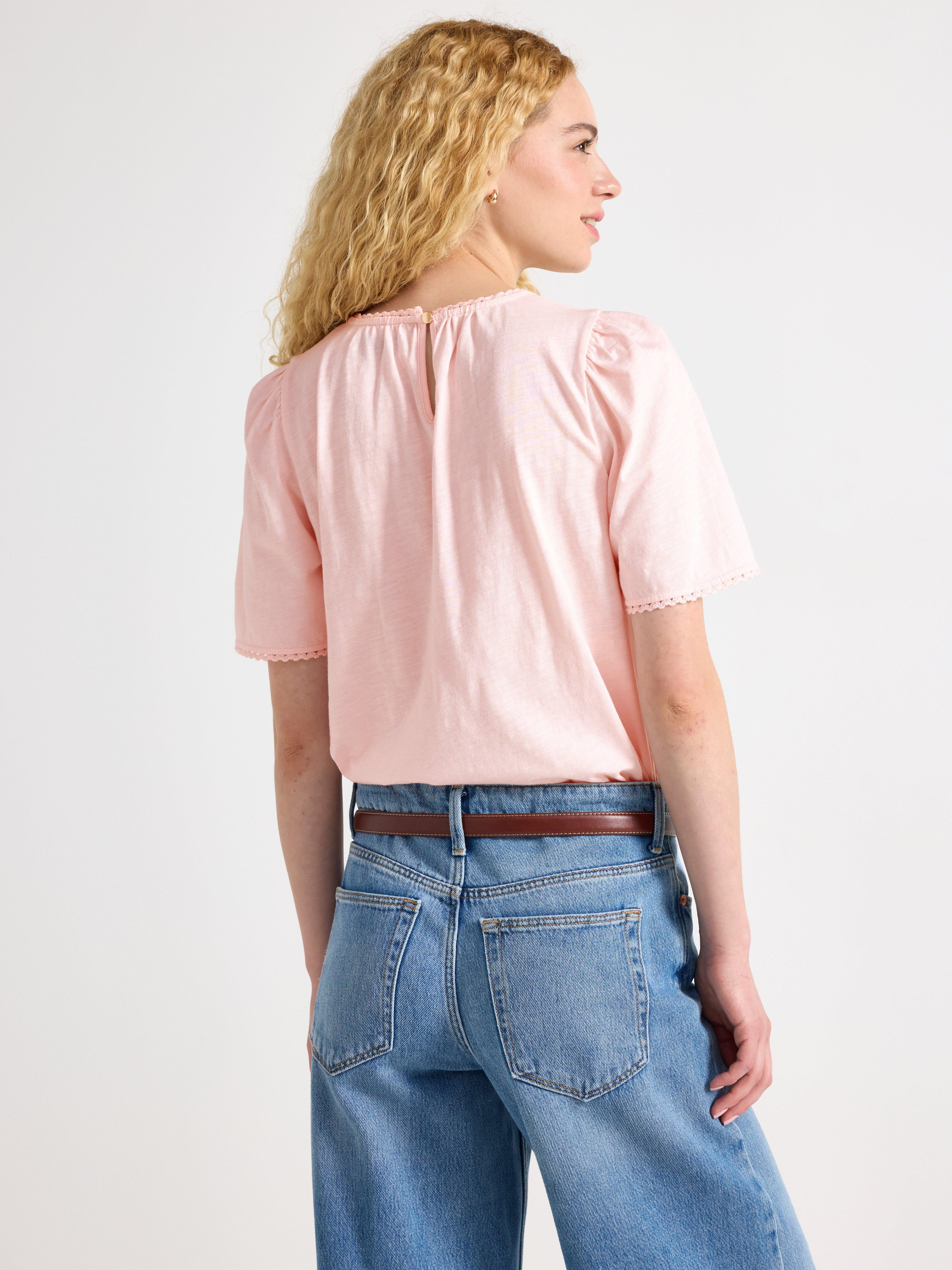 Top de manga corta rosa claro