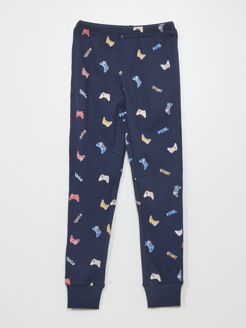 Pijama largo con estampado integral - AZUL