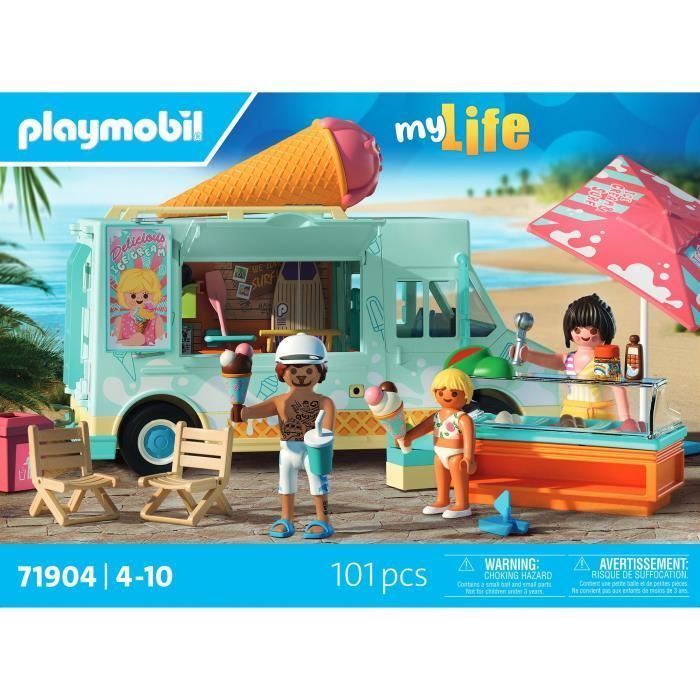 Playmobil 71904 Camioncino dei gelati e 3 personaggi, Vacanza al mare My Life, Design retrò anni '50, 101 pezzi, Età 4+