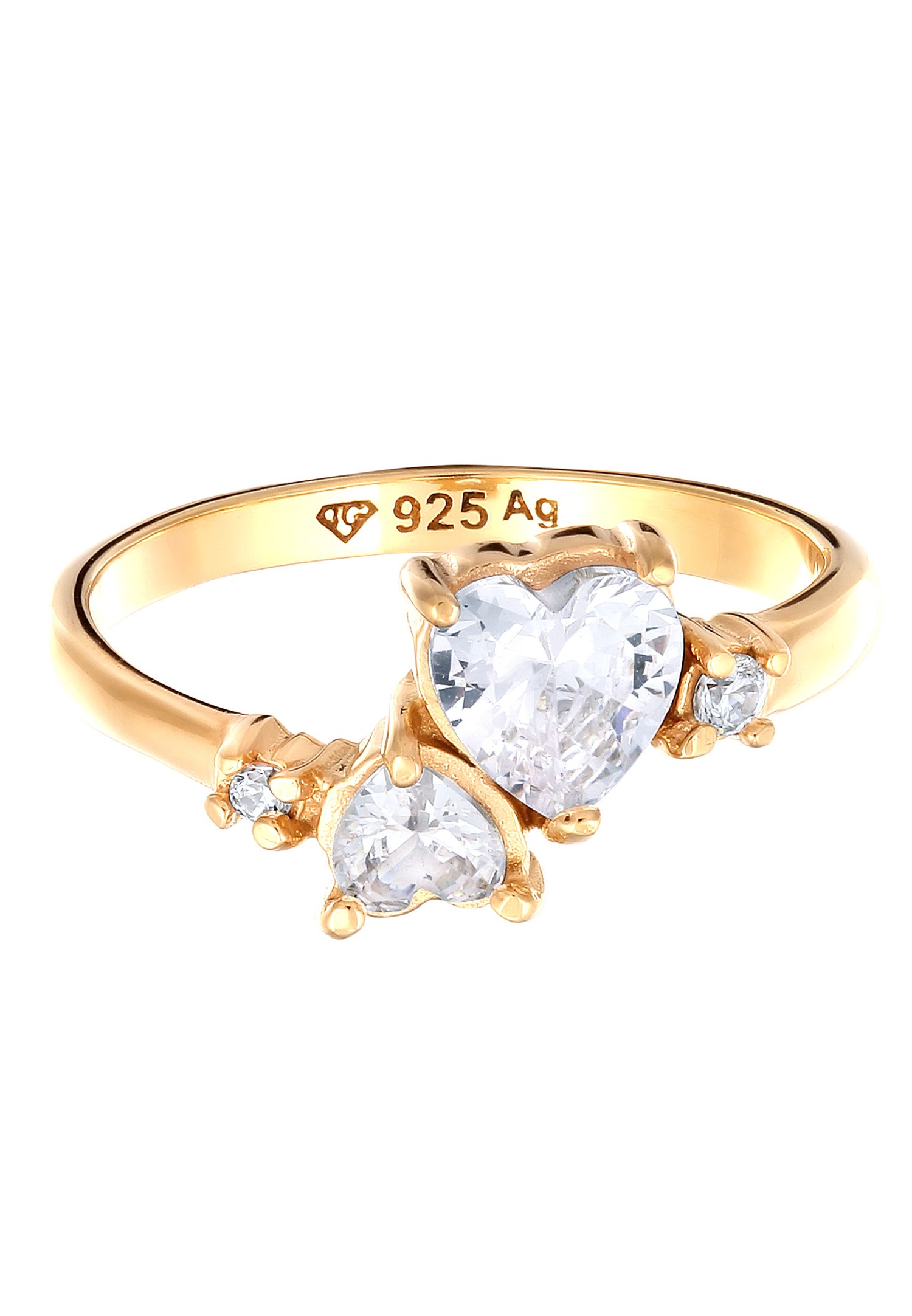 Elli Elli Bague avec Pierres Femmes Coeur Zirconia Blanc Argent Sterling 925 St Valentin