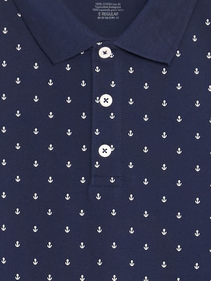 Polo shirt met patroon - BLAUW