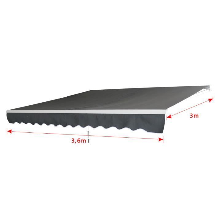 Toldo - LZQ - Cinza Escuro - Ângulo Ajustável - Sem Necessidade de Furação - 3,6 x 3 m