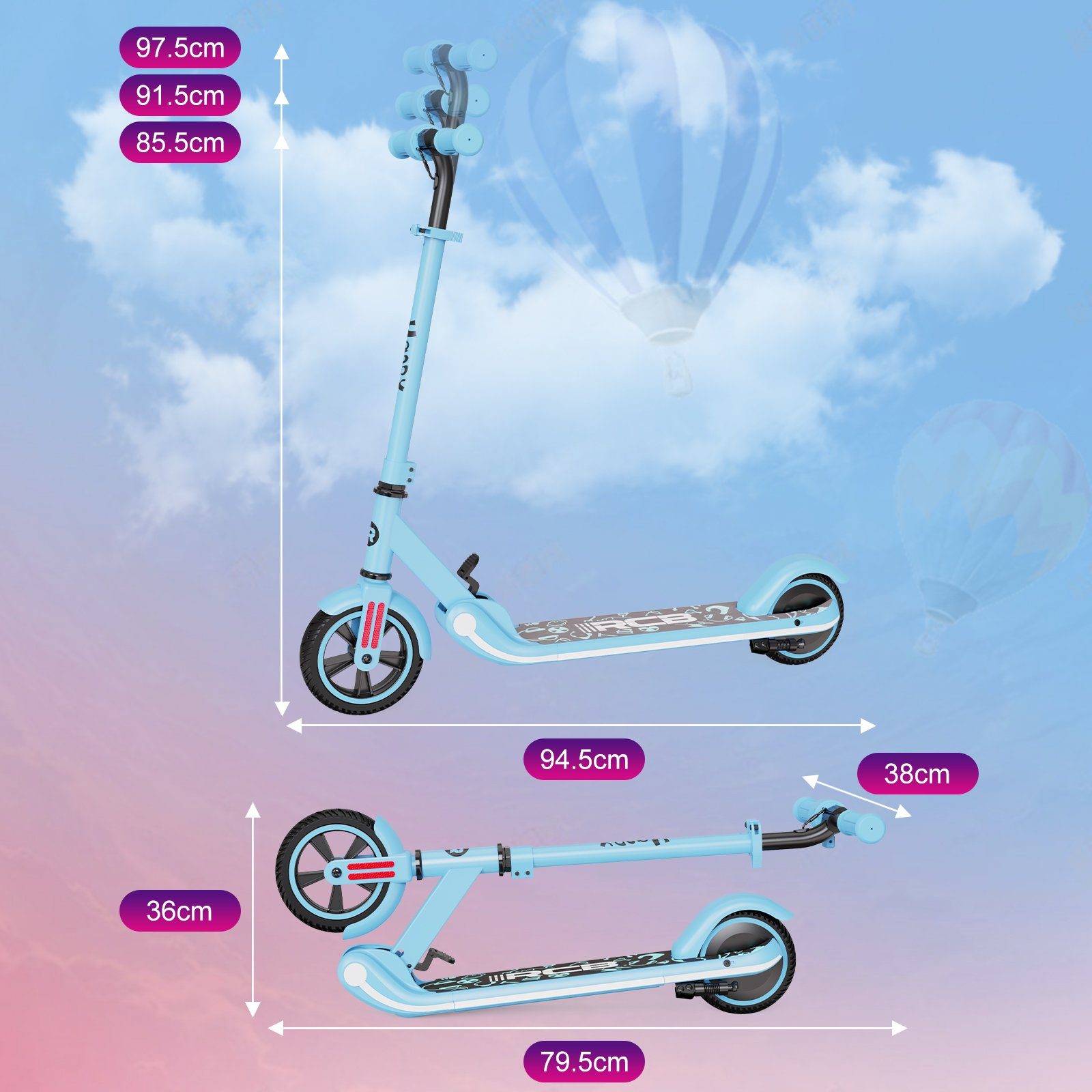 RCB mini-scooter, børnescooter, foldbar børnescooter 150W 16 km/t