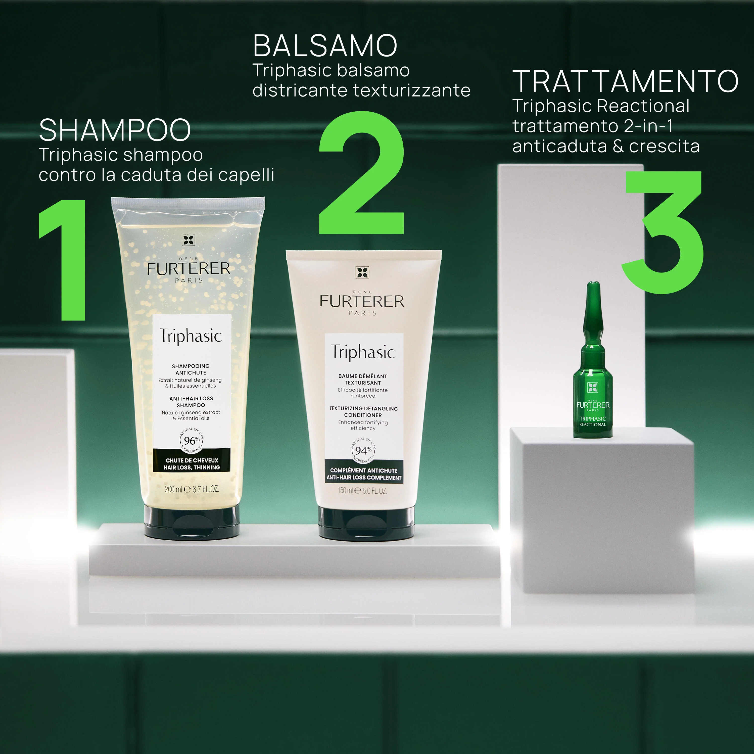 Triphasic Triphasic reactional - Trattamento 2-in-1 Anticaduta & Crescita - Caduta Reazionale - Trattamento Anticaduta Capelli