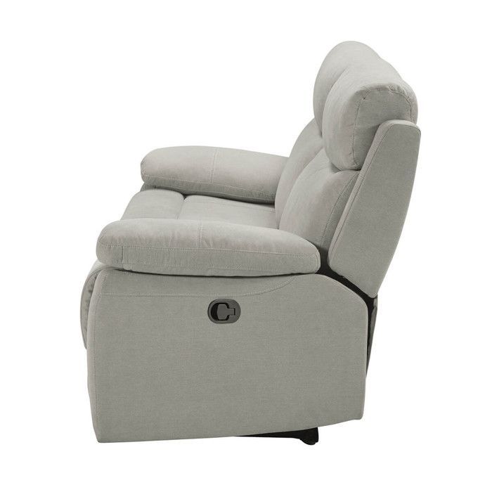 TARIFA - Canapé 3 Places Relax Manuel Gris Clair Tissu Waterproof