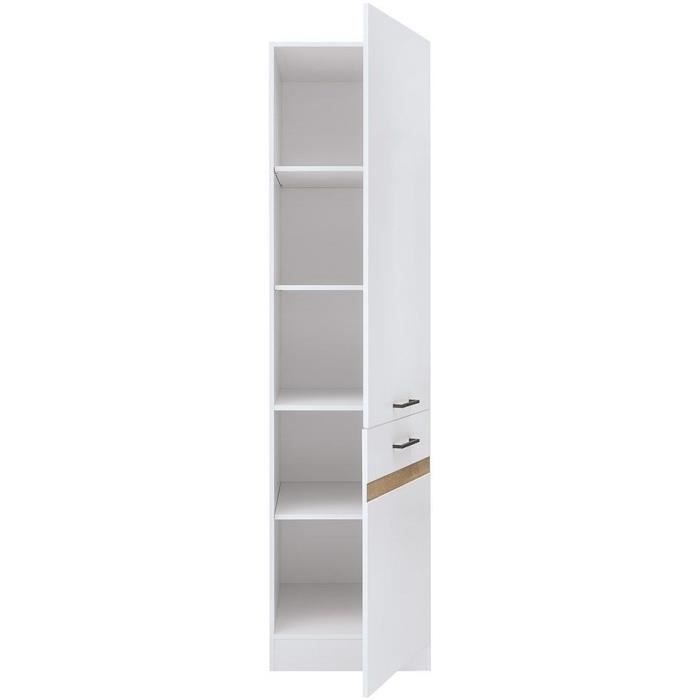 JUNONA Keukenkolom met 2 rechtsdraaiende deuren - B 50 x H 196 x D 46 cm - Glanzend wit