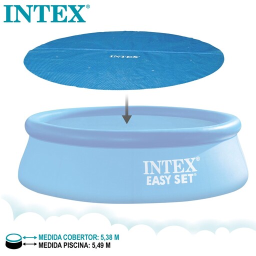 Couverture de piscine solaire Intex Easy Set avec cadre métallique 549 cm
