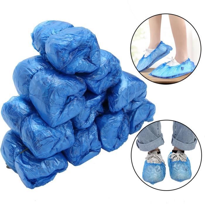Confezione da 100 copriscarpe antiscivolo monouso, protezioni per scarpe in plastica CPE impermeabile - KOR
