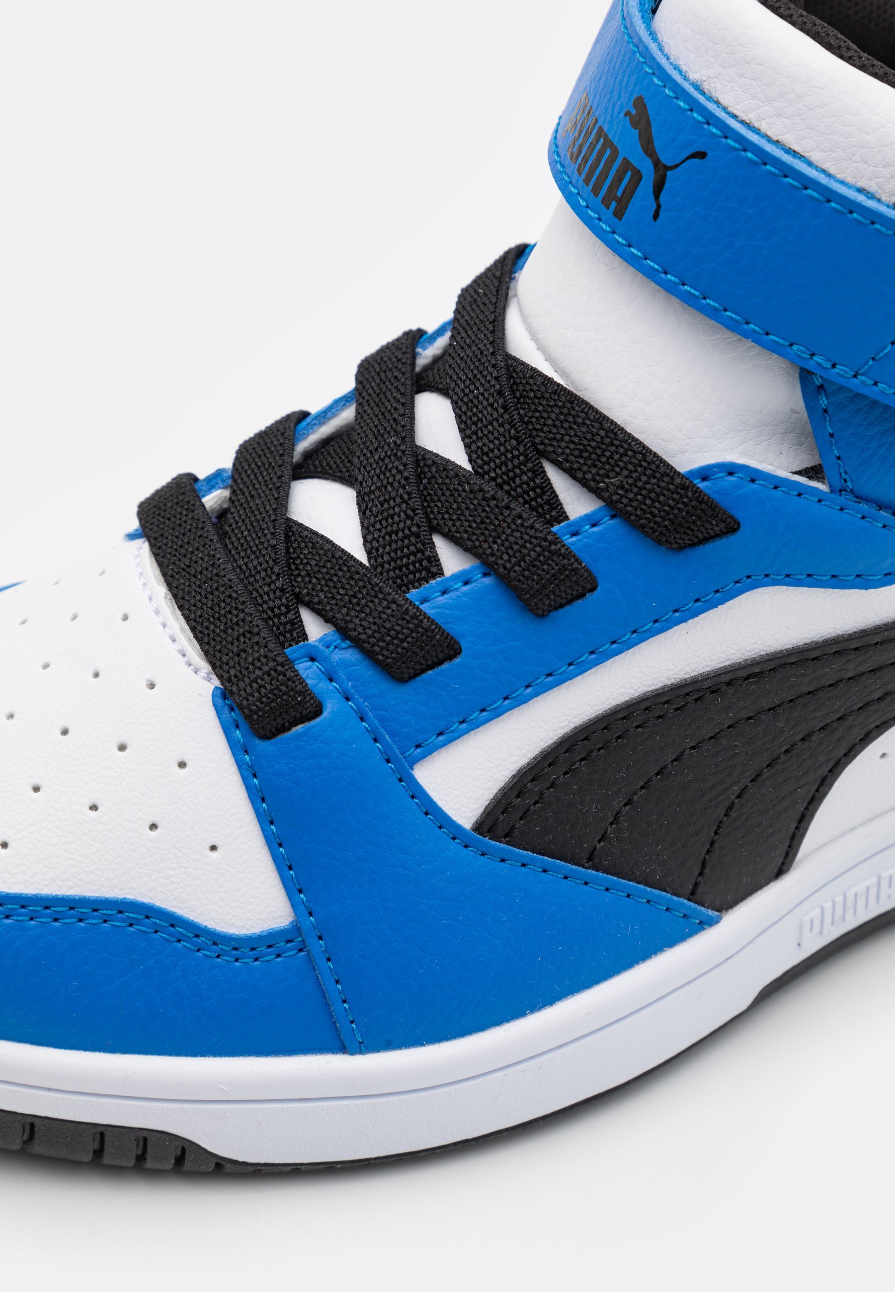 Puma REBOUND V6 MID UNISEX - Høye joggesko - white/black/racing blue