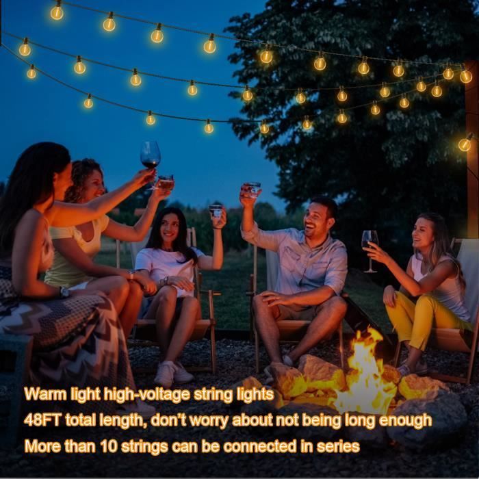 Luci a stringa LED per esterni da 15 m - BLEOSAN - 25 lampadine G40, plastica, impermeabili IP44