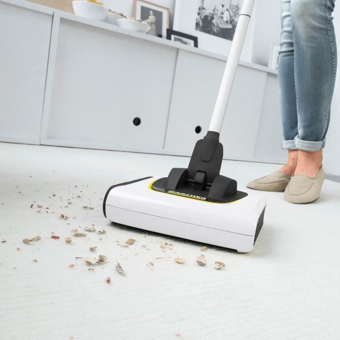 KARCHER KB 5 - Escoba eléctrica inalámbrica - Autonomía de 30 min en suelos duros (20 min en alfombras) - Compacta y ligera (1,2 kg)