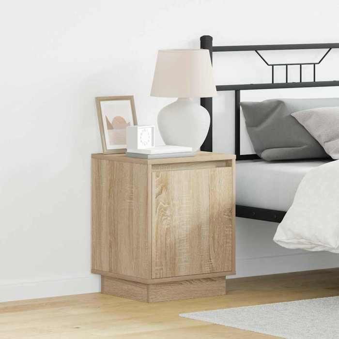 vidaXL Bedside Tables with LED Lights, Sonoma Oak - 2 pieces, 39 x 34.5 x 50 cm. A modern bedside table 869599