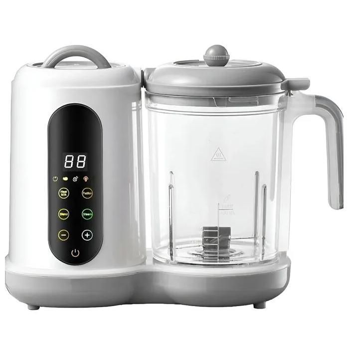 Batidora multifuncional 4 en 1 para bebés, procesador de alimentos de 400 ml, vaporera, temporizador, batidora, picadora, preparación de alimentos, color gris.