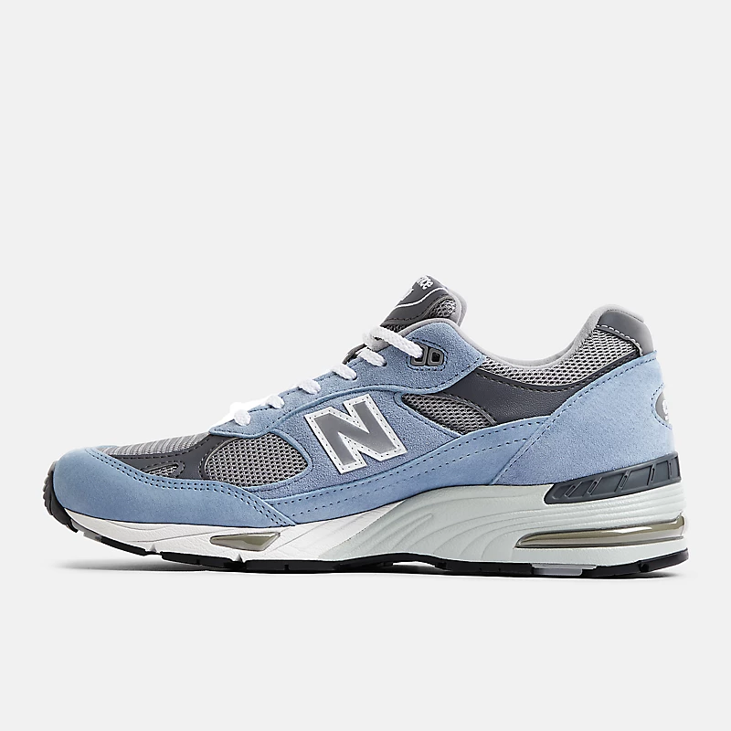 Męski model MADE in UK 991v1 – Dusty Blue ze stopem i przydymioną perłą