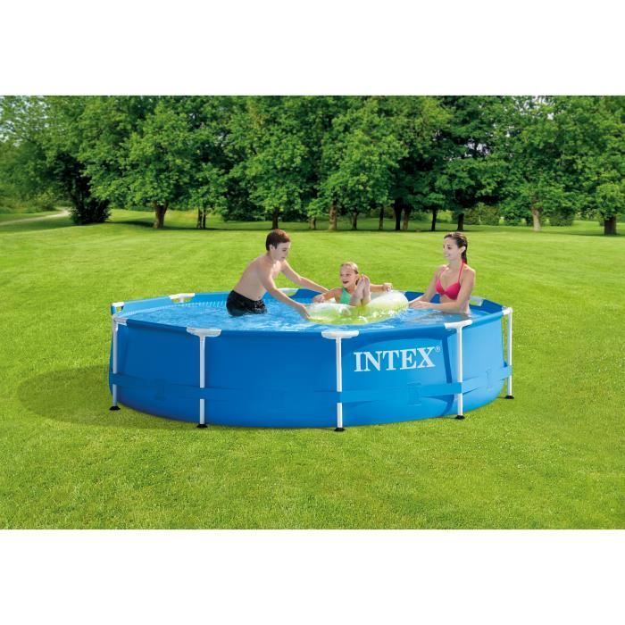 Kit de piscina tubular elevada INTEX - Estructura metálica - 305 x 76 cm - Redonda (incluye bomba y cartucho) - 28202NP