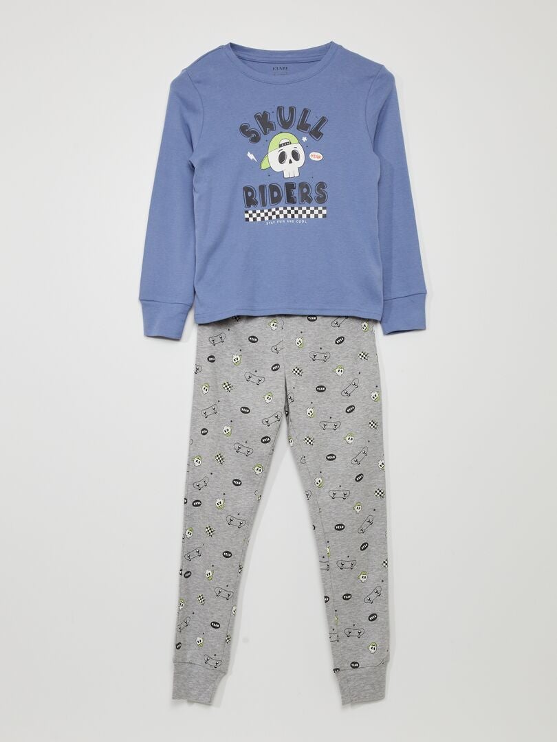 Conjunto de pijama de duas peças (camiseta e calça) - AZUL