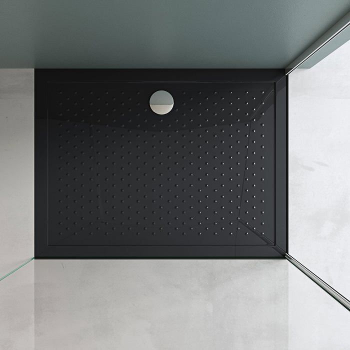 Piatto doccia antiscivolo Mai & Mai, nero, 80x90x4 cm, rettangolare, grande