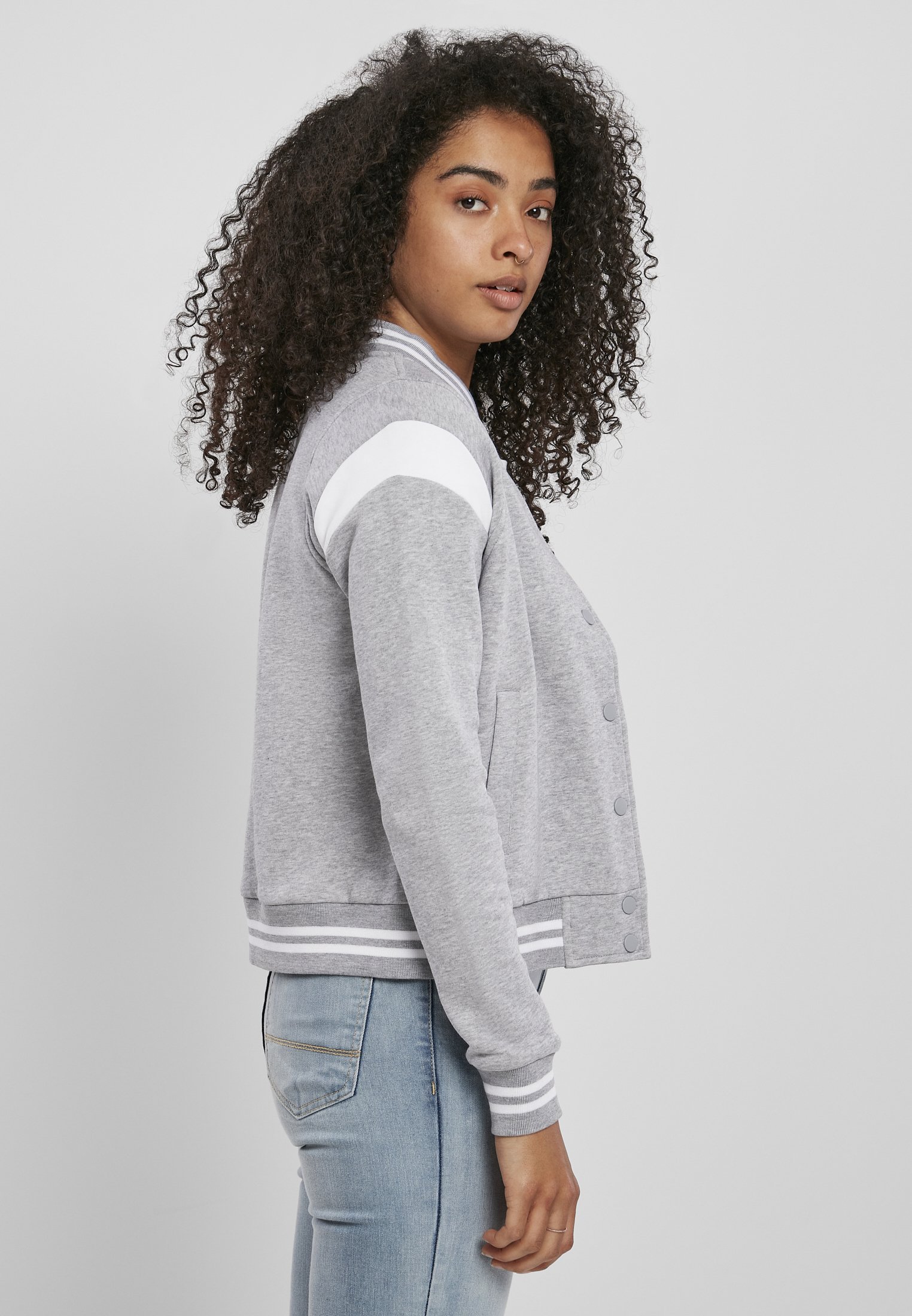 Urban Classics sweatshirt met rits - grijs wit
