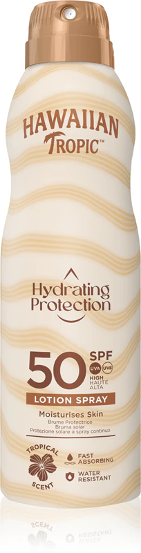 Loção hidratante protetora Hawaiian Tropic em spray FPS 50