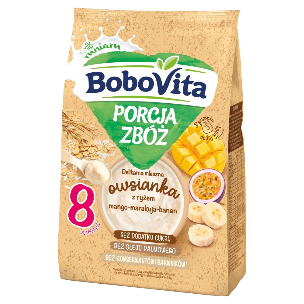 Bobowita Porcja Zbóż Mleczna Owsianka z ryżem mango-marakuja-banan