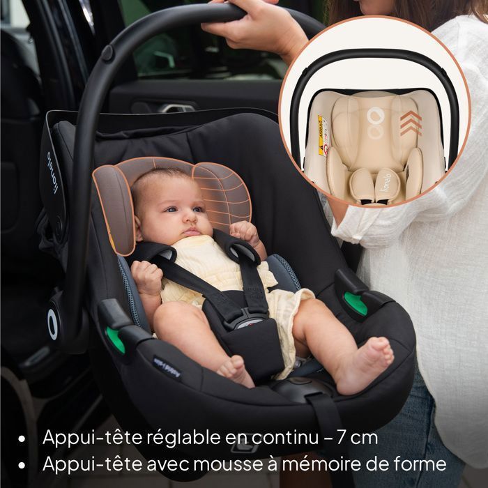 Seggiolino auto LIONELO Astrid i-Size 40-87 cm - Porta bebè - Omologato ADAC - Leggero - 0-13 kg - Gruppo 0+ - Beige