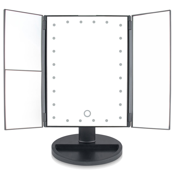 Specchio ingranditore per trucco Rio 24 LED con dimmer touch - Nero