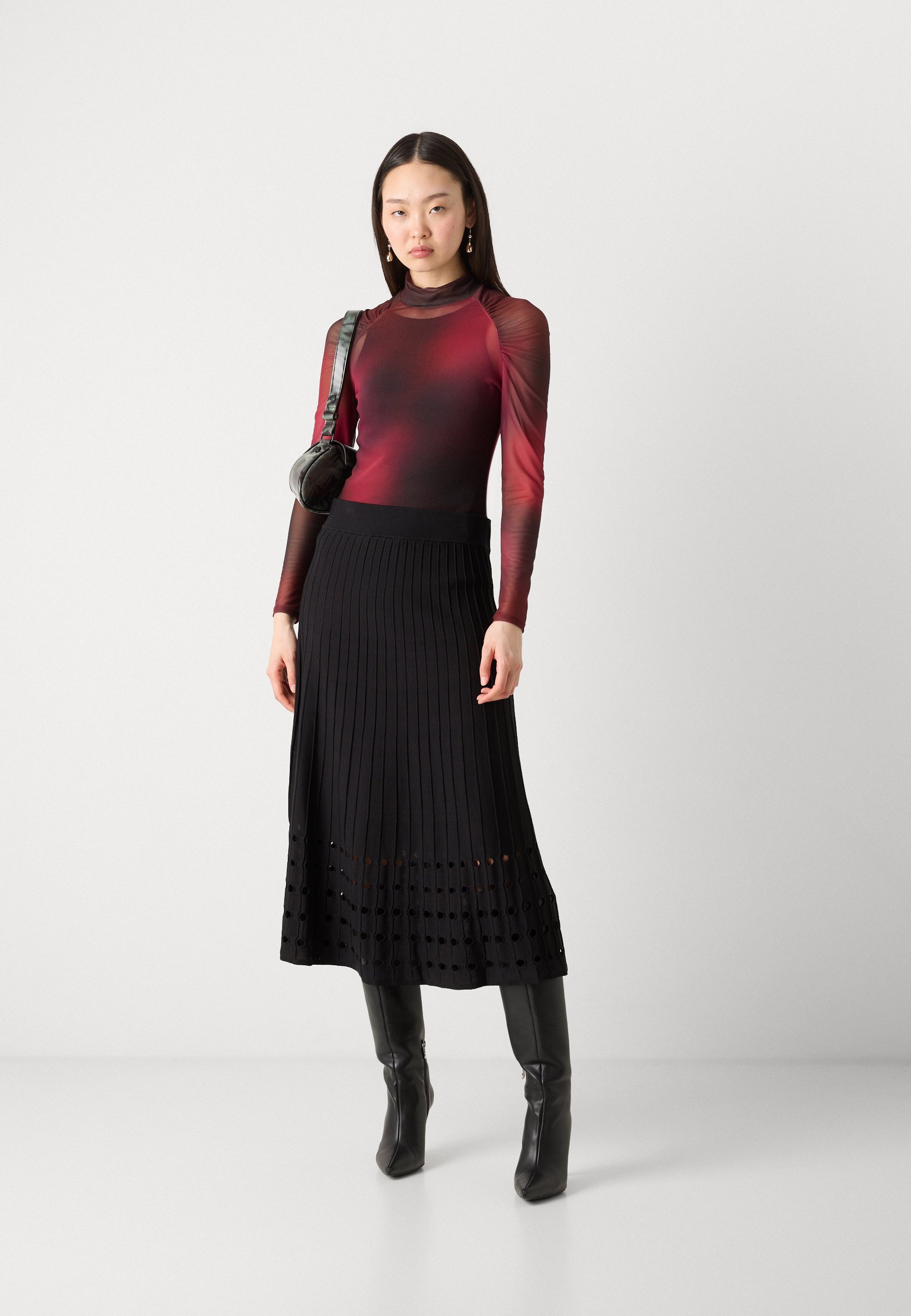 DKNY SEELIK - A-lõikeline seelik - must