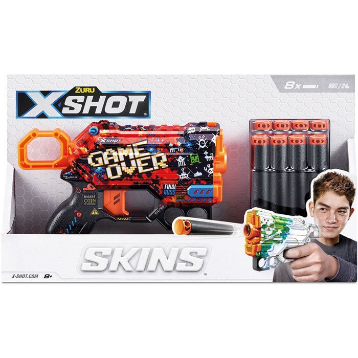 Pistol - XSHOT - X-Shot Skins Menace - 8 darts - 27 m - 7 interchangeable skins