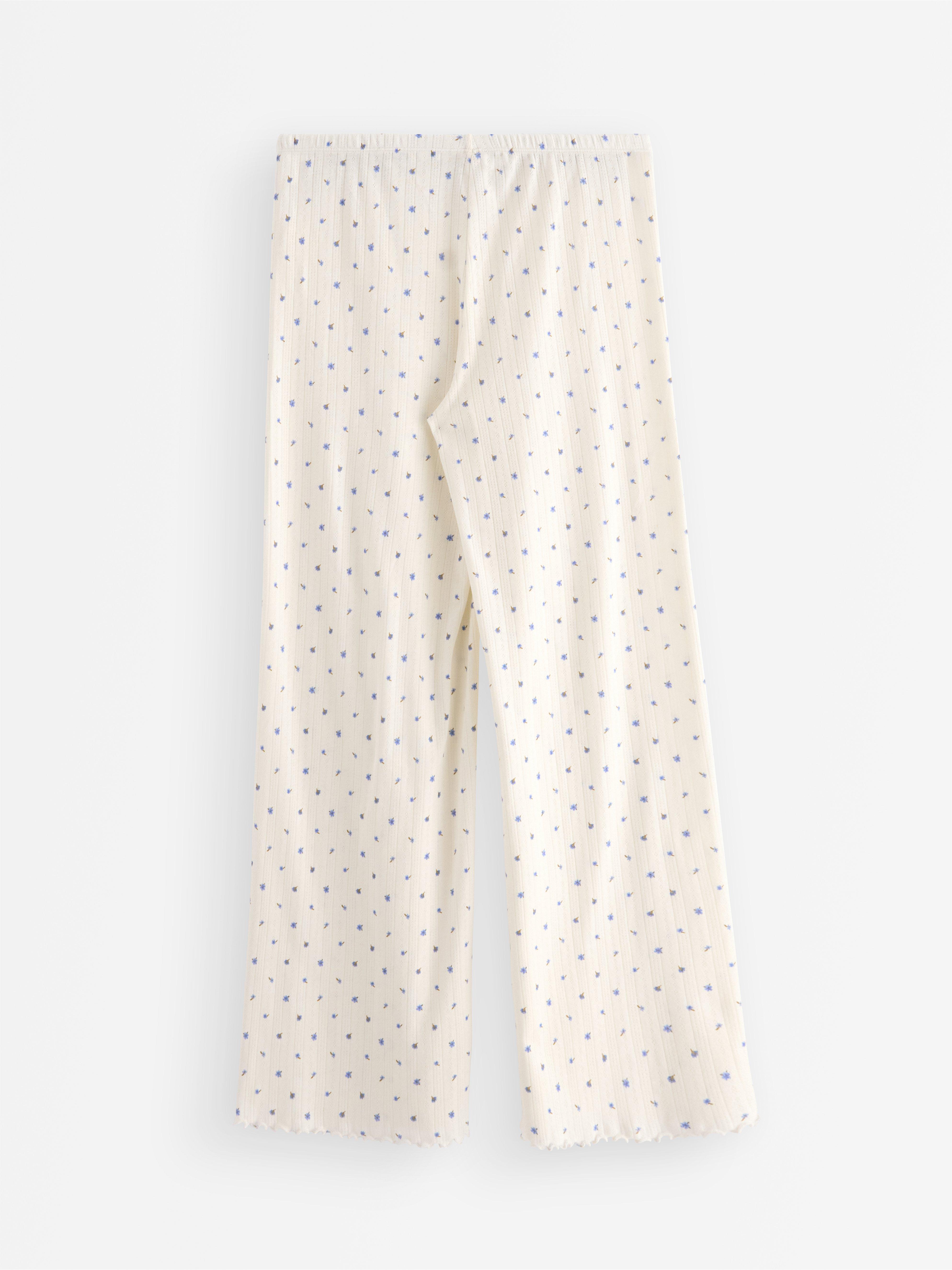 Pyžamové kalhoty Vida v pointelle barvě Off White
