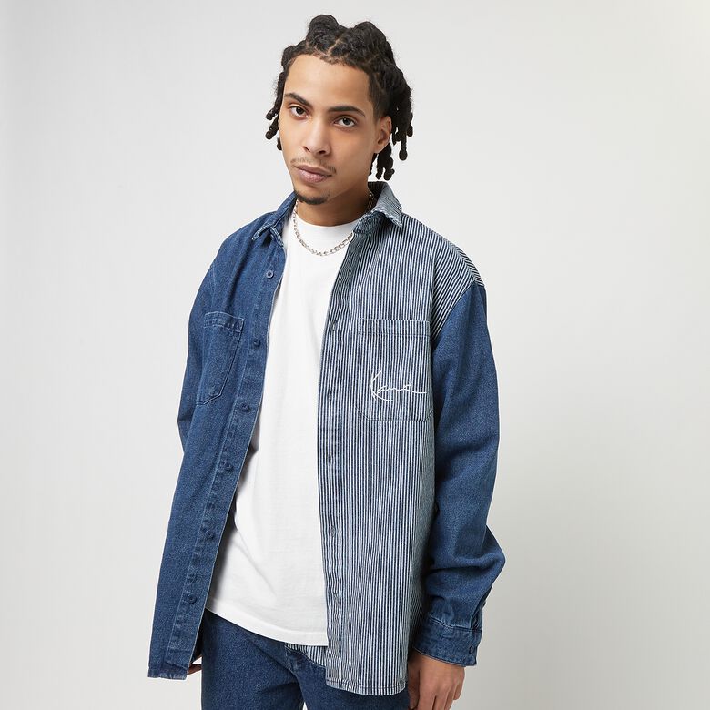 Camicia in denim con stampa a righe sul petto