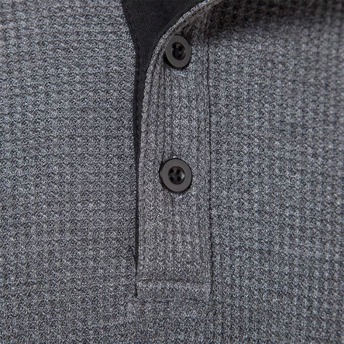 Camiseta para hombre - FONDUPIN - Pack de 3 - Cuello redondo - Manga larga - Gris oscuro + Azul + Negro
